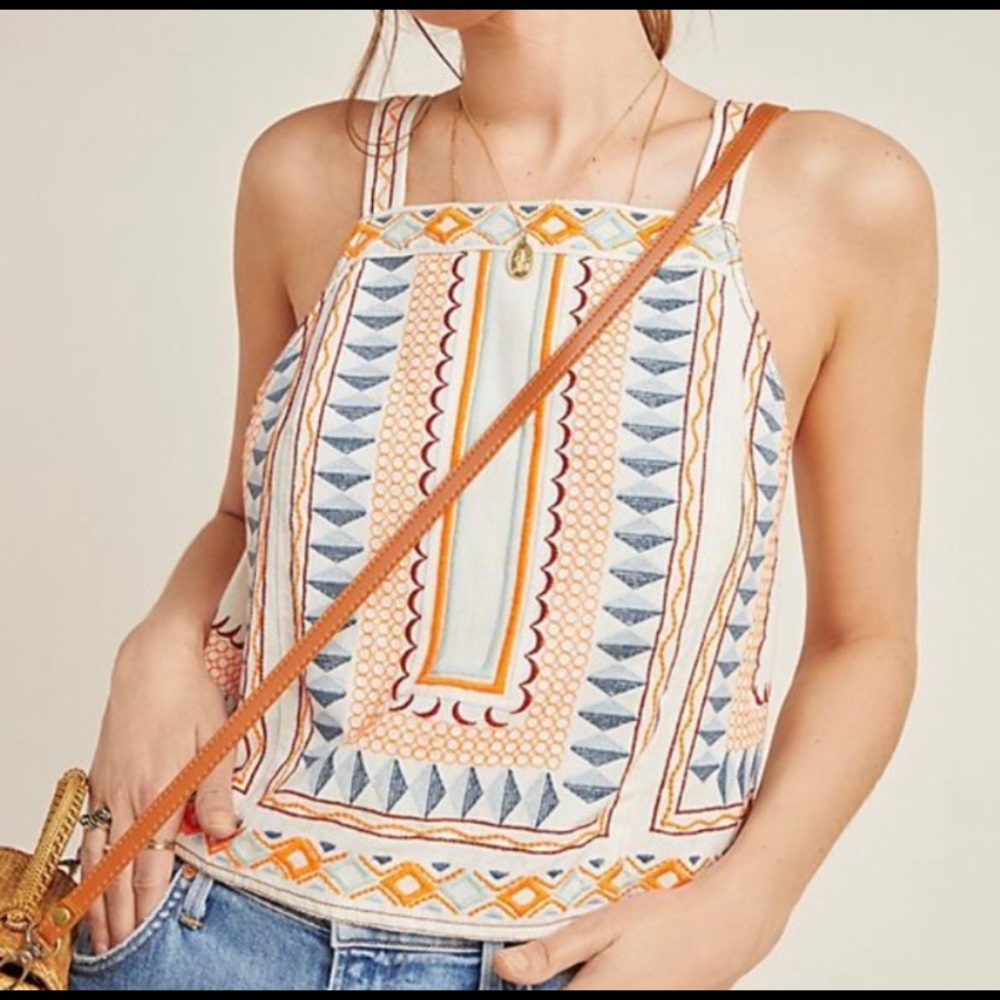 Women’s Anthropology Islander Embroidered Cropped Tank Top 🏝

US Size 14